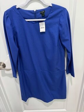 J Crew Royal Blue straight shift dress with 3/4 sleeves style 21834, NWT Size 4